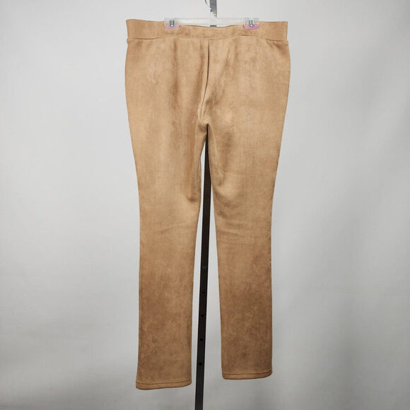 Minkas Brown Faux Suede Pull On Pants Size 2XL - Picture 5 of 8